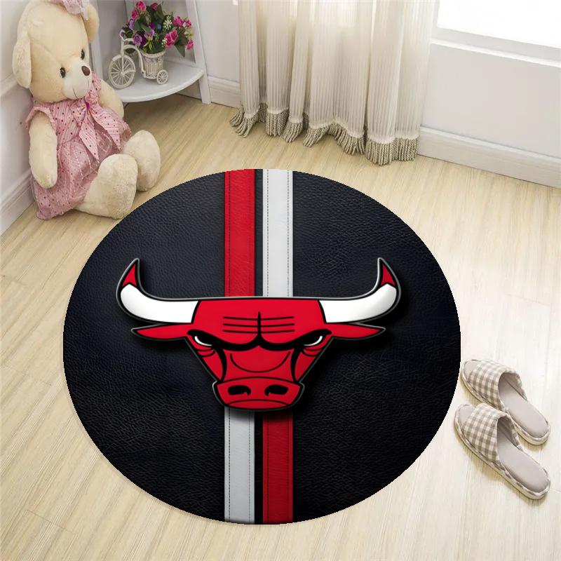 Customizable Chicago Bulls Round Non-Slip Carpet - Ideal for Garden, Picnic, Office, Perfect for Decoration, Suitable For All Seasons