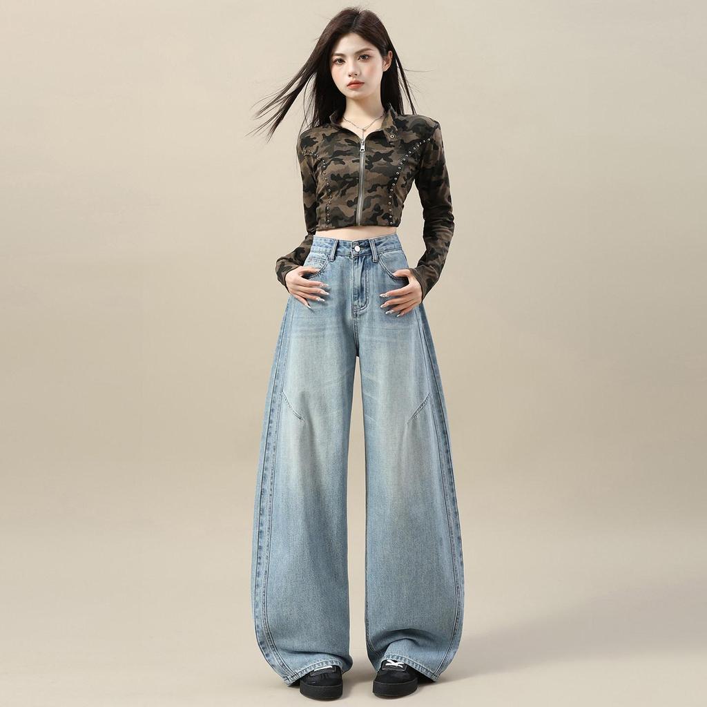 High Street Hot Girl Wide-Leg Jeans: Women's Spring/Autumn Bestseller, Flaw-Hiding, Loose-Fit, American Style Floor-Length Pants