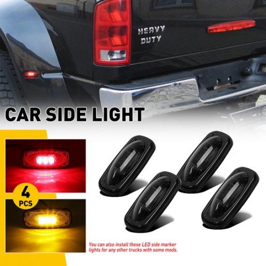

4PCS For Dodge Ram 2003-18 2500 3500 Dual Bed Rear Fender LED Side Marker Lights