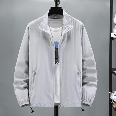 Men's Summer Thin Section Plus Size Sunscreen Jacket Daily Solid Color Lightweight Simple Jacket