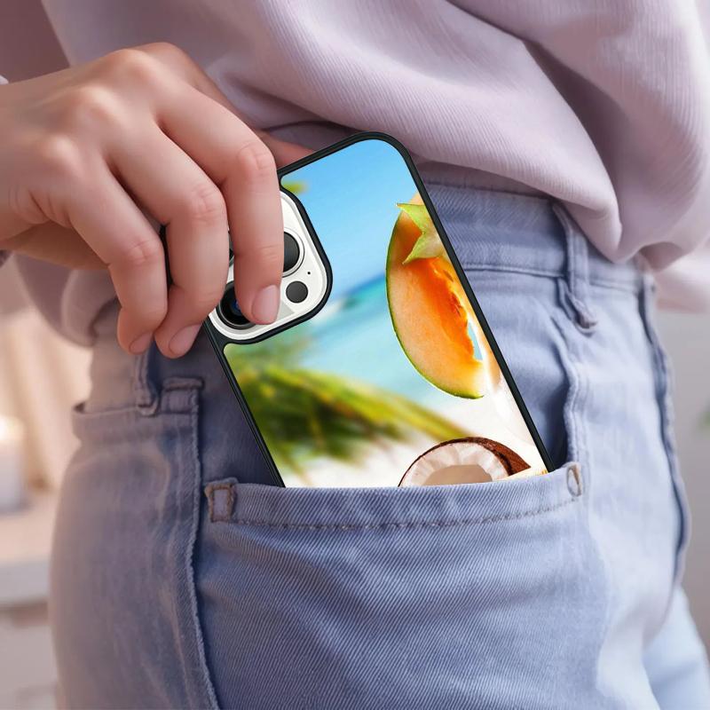 Sommer Frucht Kokosnuss am Strand Handyhülle Für iPhone 17 Air 15 16e 14 13 Pro Max Hülle 12 11 Pro Max PLUS cover