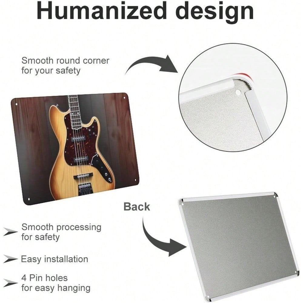 Metal Poster Retro Guitar 8x12 Inch Wall Art Bar Decoration Tin Sign