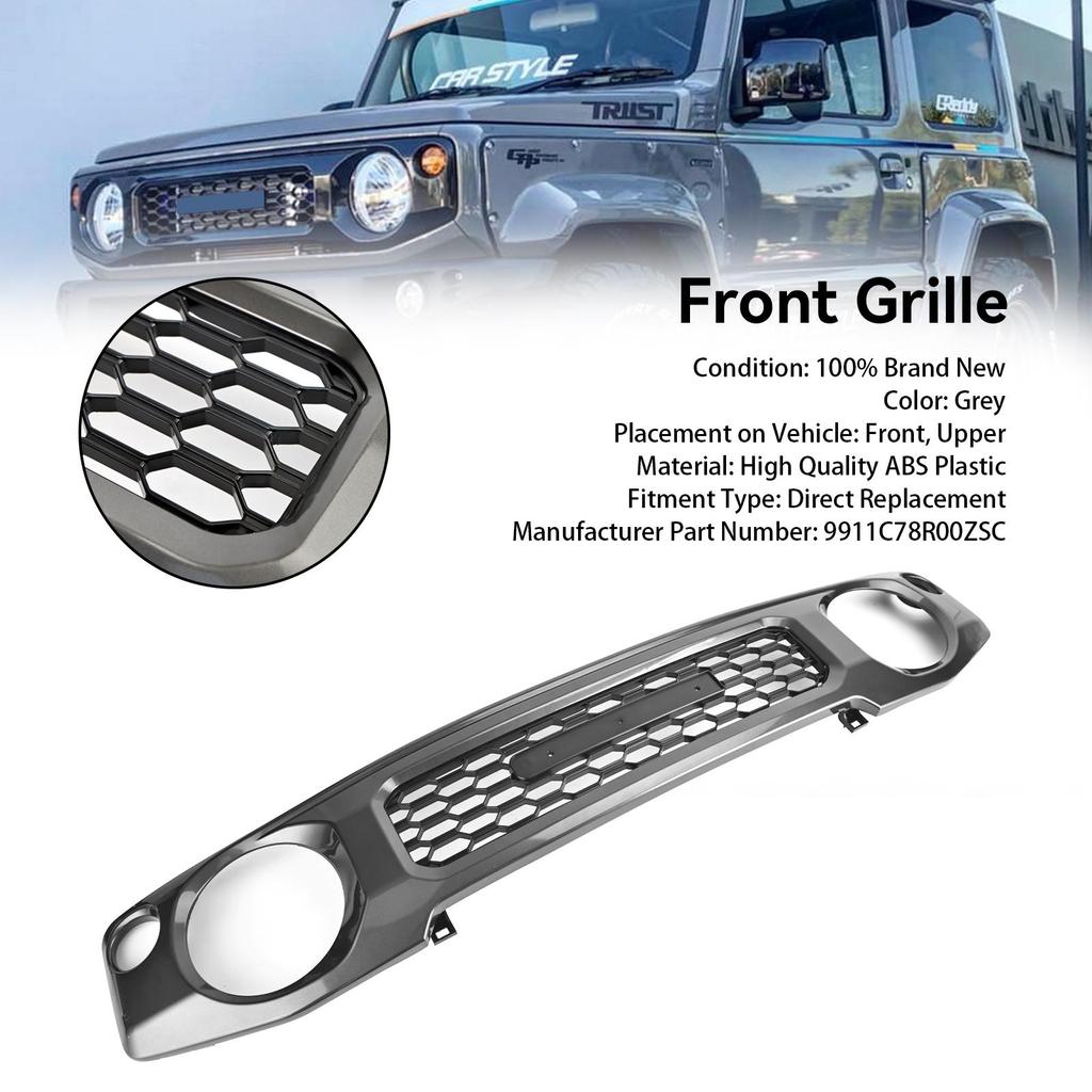 Honeycomb Front Bumper Grill Grille Compatible for Suzuki Jimny JB74 2019-2023 Grey