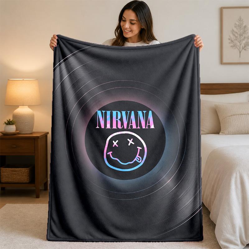 Coperta in Flanella con Stampa Nirvana Morbida e Leggera Coperta Plaid in Peluche per Letto Divano Uso Domestico