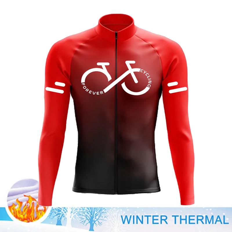 2025 Winter Gradient Color Cycling Jersey Men Winter Thermal Fleece Cycling Clothing MTB Sportswear Cycling Jacket Ropa Ciclismo