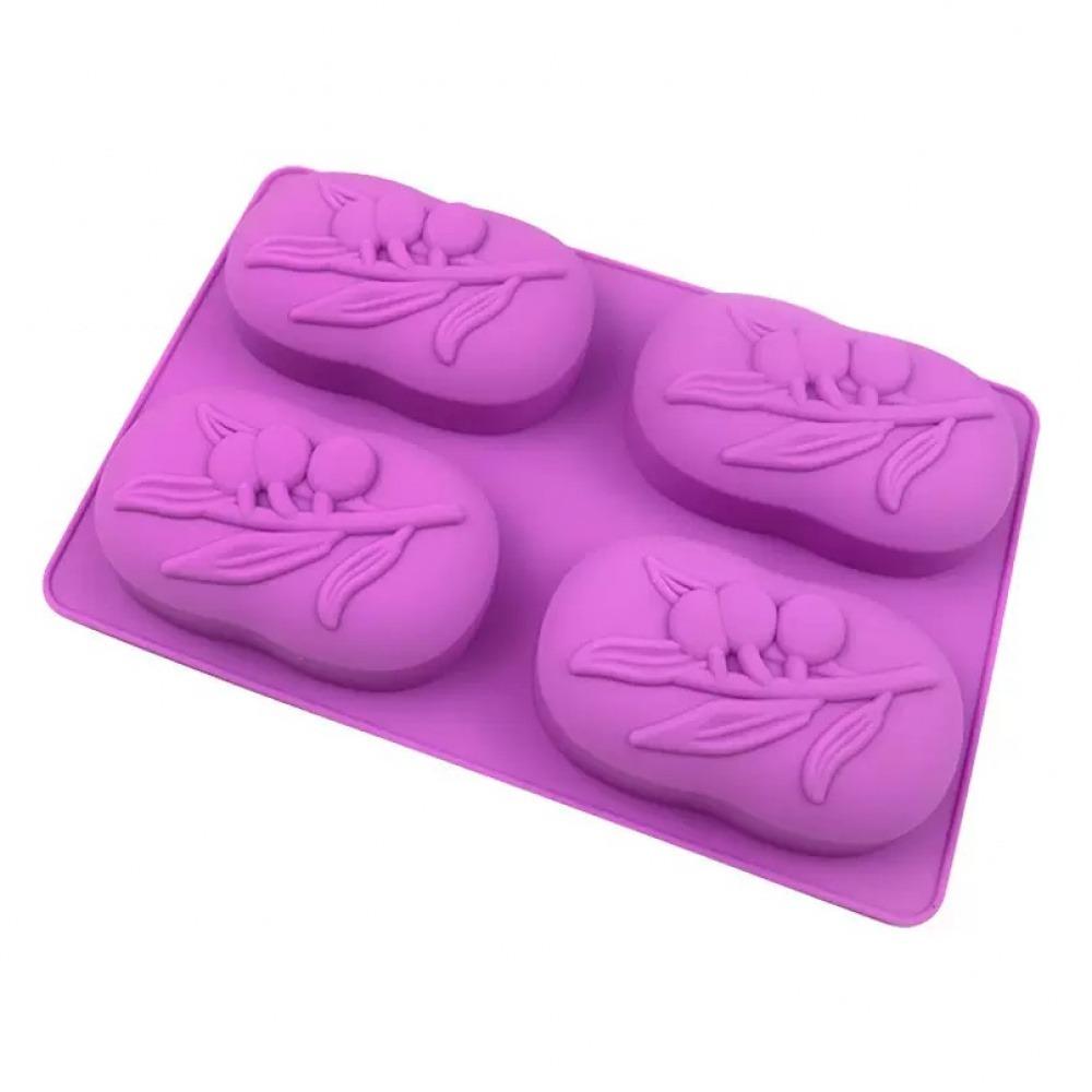 4 Cavities Oval Olive Tree Silicone Soap Mold DIY Soap Making Kits Handmade Cake Candle Mold Gifts Craft Supplies Home Decor