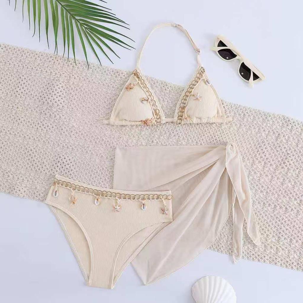 Mädchen Hochtailliertes Zweiteiliges Badeanzug-Set mit Netz-Rock-Überwurf Verstellbares Neckholder-Oberteil und Unterteil Badebekleidung für Kinder Strand Pool