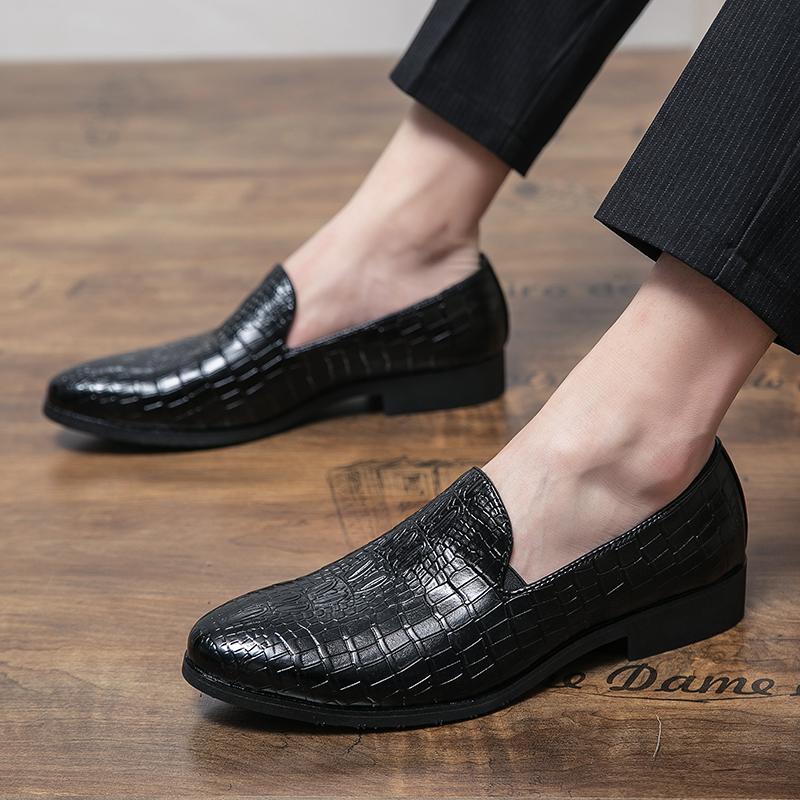 Crocodile Leather Plus Size 38~47 Casual Oxfords Designer Mens Dress Office Business Formal Wedding Loafers Shoes for Men Flats