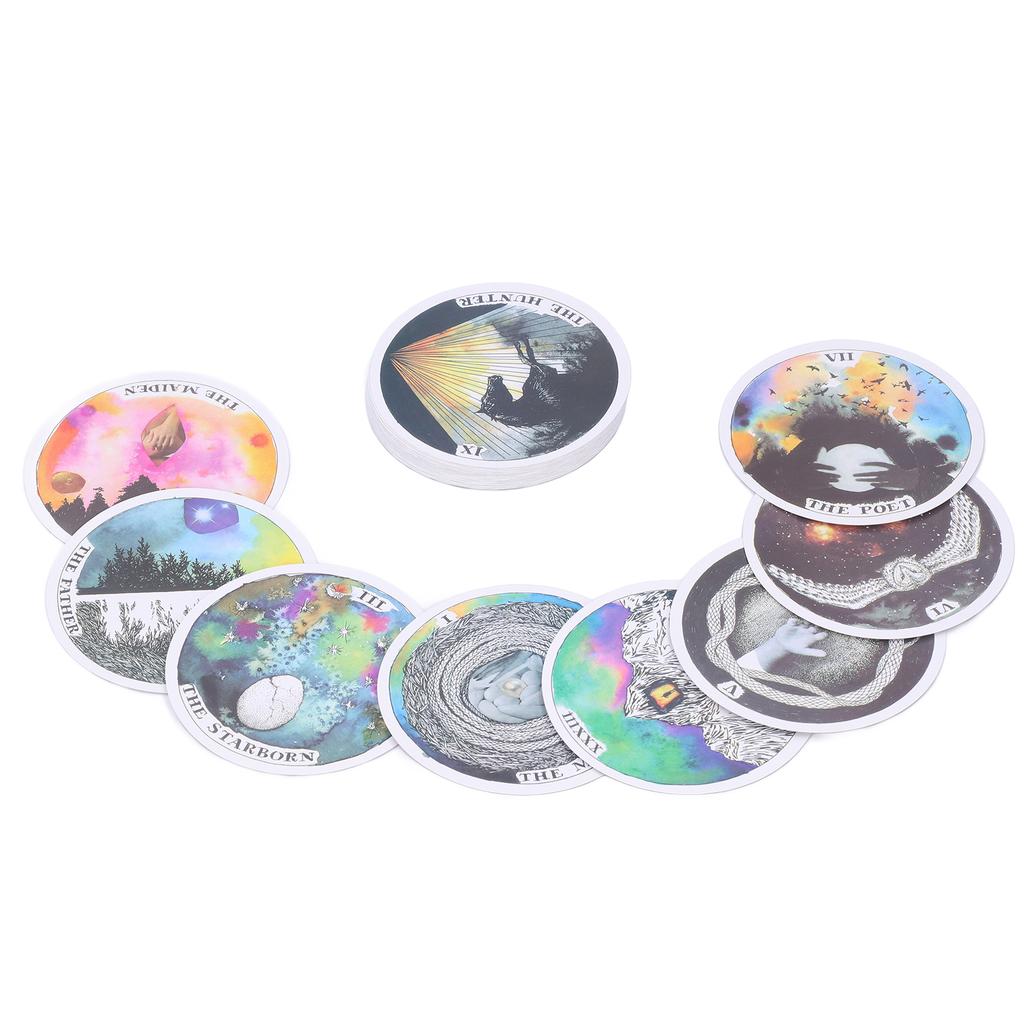 Round Tarot Deck Cafe Party Fate Divination Guidance Tarot Card Board Game Gift for Beginner