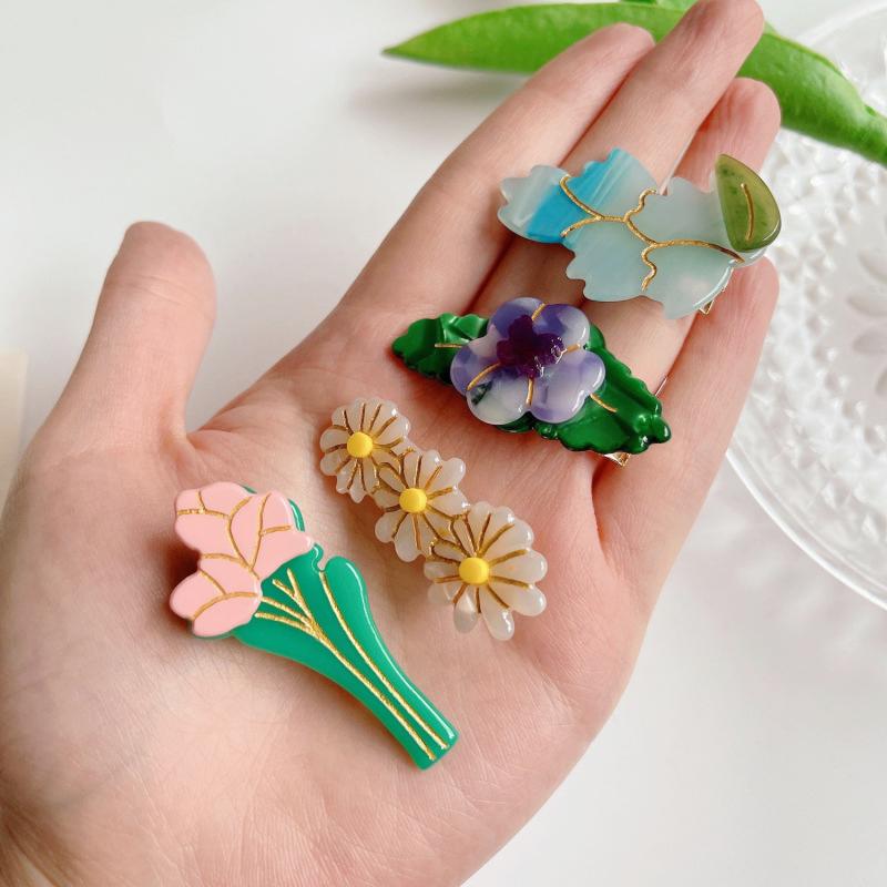 

Заколка для волос тюльпан, маленькая ромашка, челка, заколка для девушки, утконос