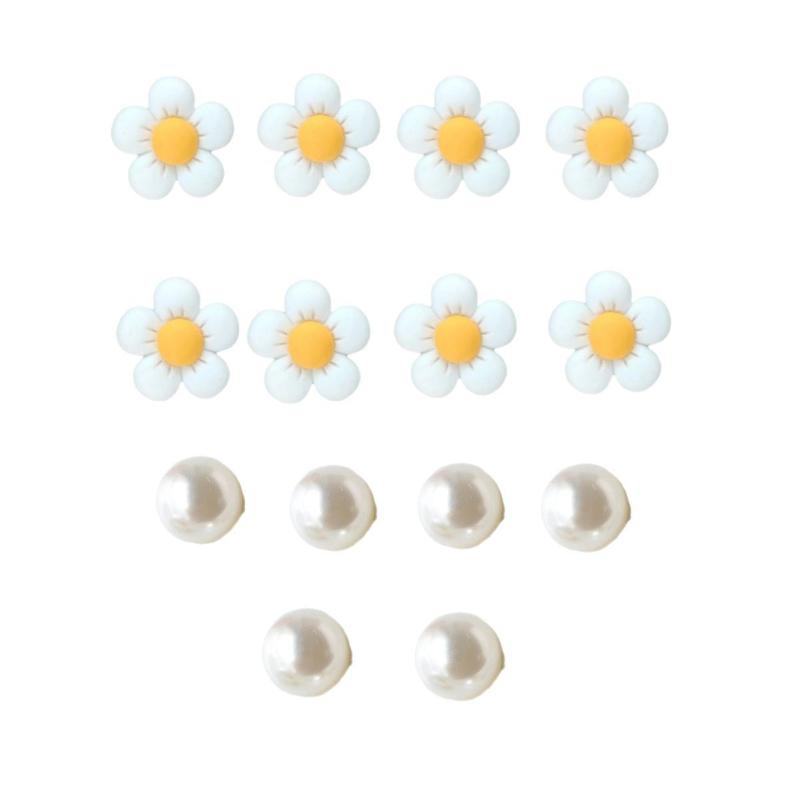

Набор модных шармов для обуви 14 шт. Аксессуары Пряжка для обуви с отверстиями Летние белые ромашки Жемчуг DIY Украшения для обуви для сумки Bogg
