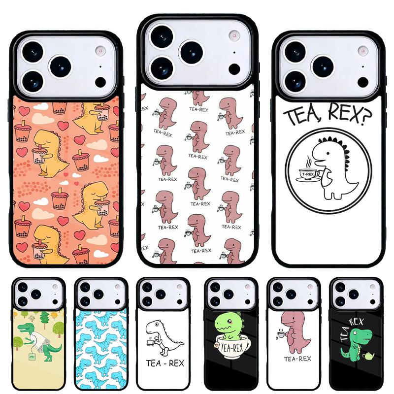 Cute Dinosaur Tea-Rex Phone Case for iPhone 17 16 15 14 13 Pro Max Back Cover for 12 11 Pro Coque
