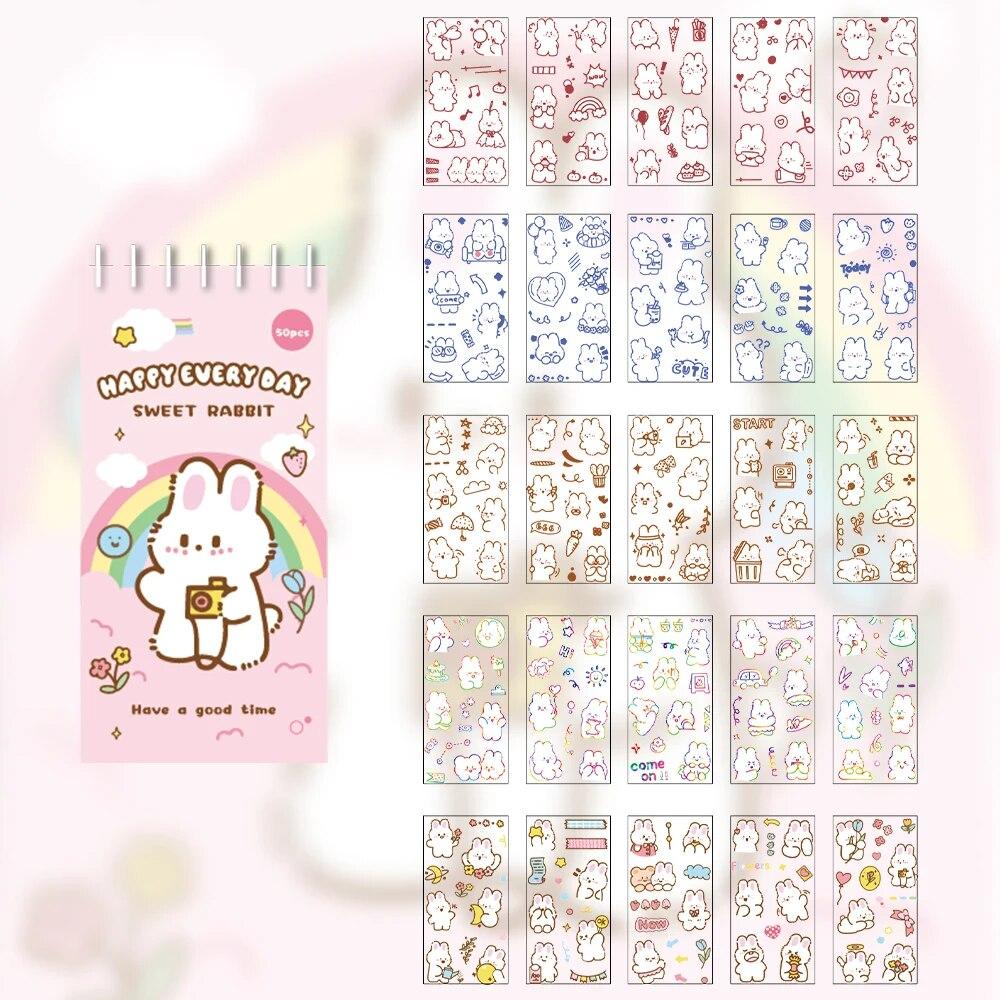 

50 листов набор наклеек с милыми мультяшными животными, водонепроницаемые наклейки для скрапбукинга для домашних животных, художественные ремесла, дневники, блокноты, планировщики