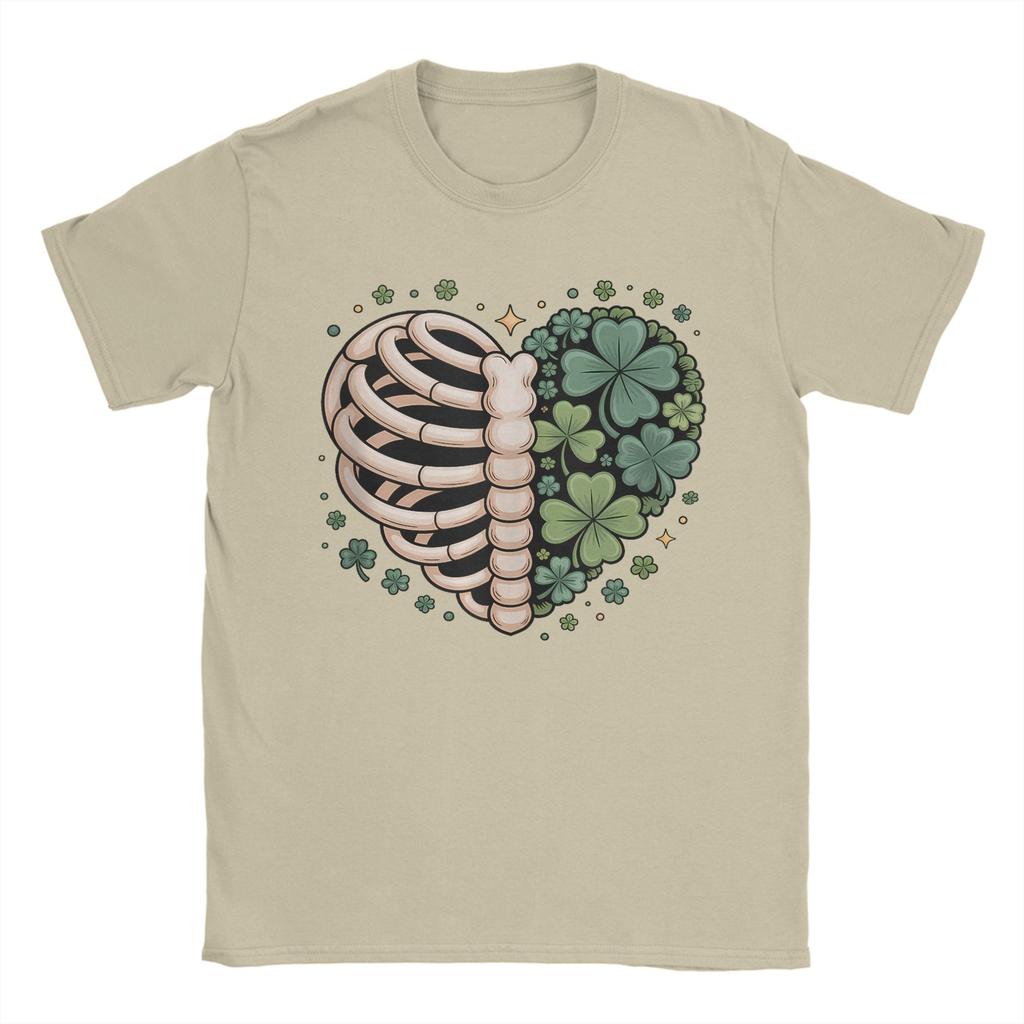 Lucky Bones Shamrock Skeleton Ribcage Heart TShirt Summer Cotton TShirts Adult Hippie Casual Tee Shirt ShortSleeve Top Tees
