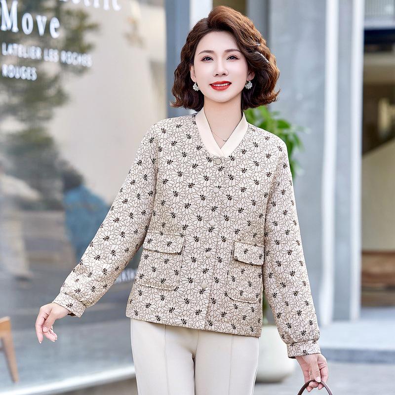 Spring Fashion Print Jacket for Middle-Aged Women 2025 - Trendy, Loose-Fit Design