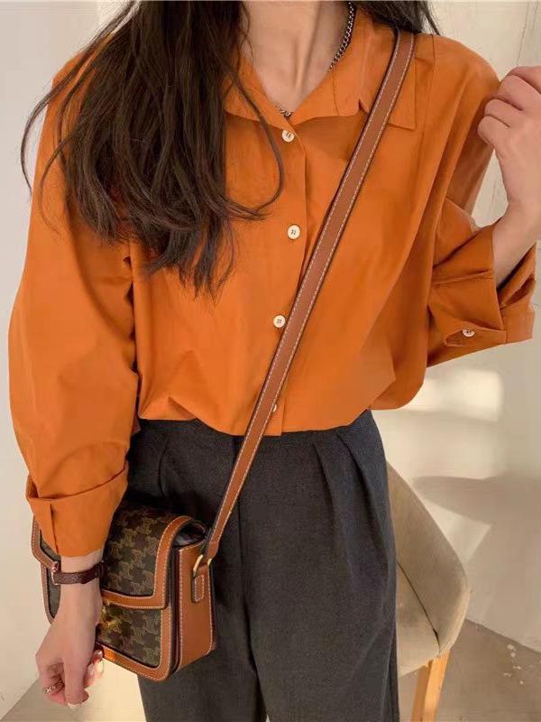 

American Retro Casual Girls Sun Protection Shirt - Spring/Summer Design M оранжевый