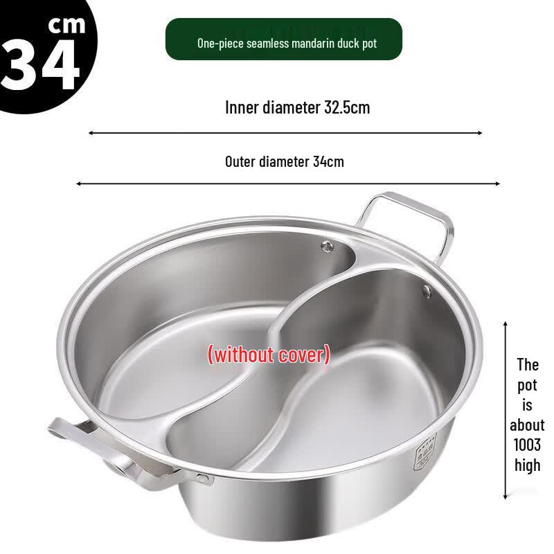 Yipan 34cm Induction Cooker Stainless Steel Mandarin Duck Hot Pot