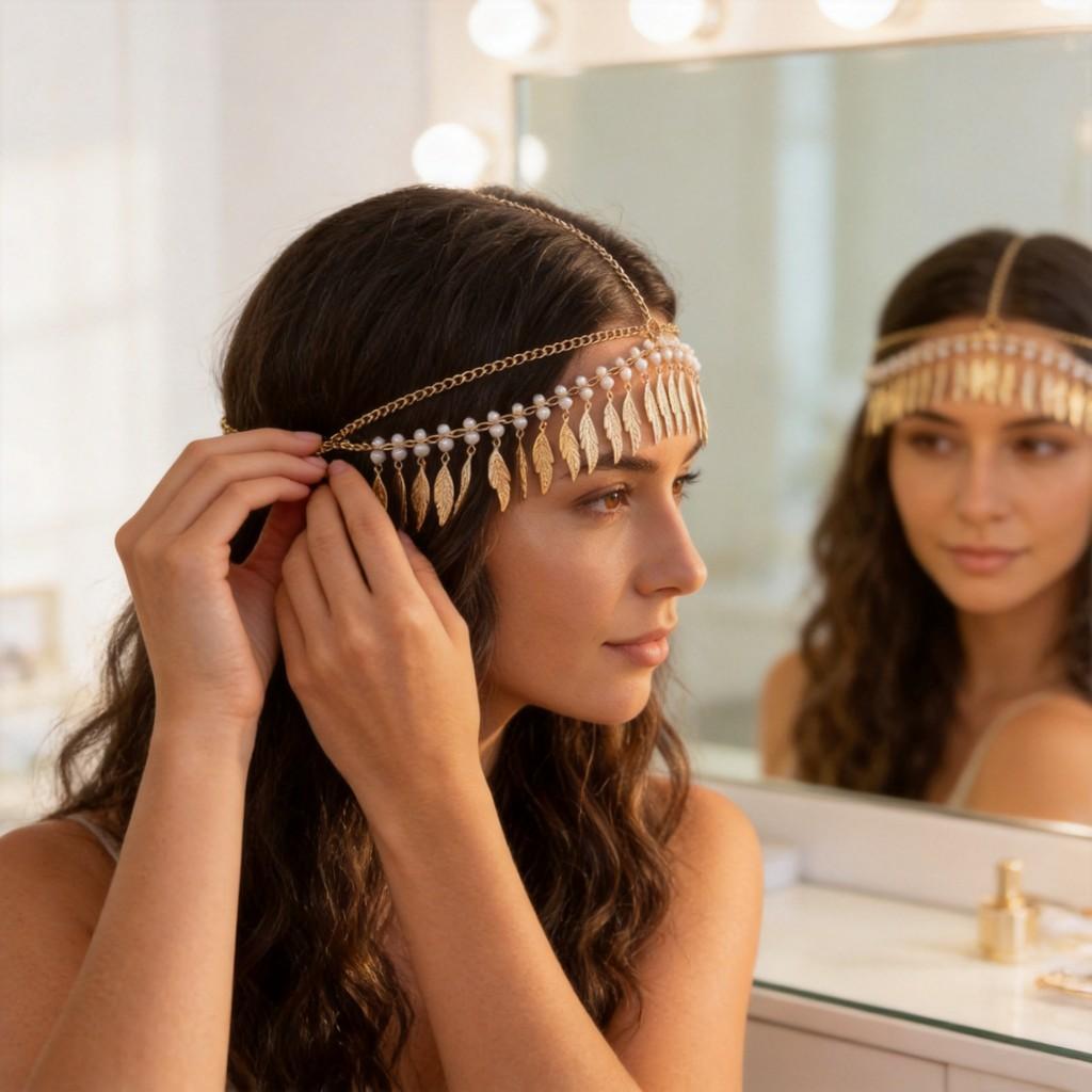 Fashion Gold Leaf Tassel Head Chain For Summer Vacation And Travel