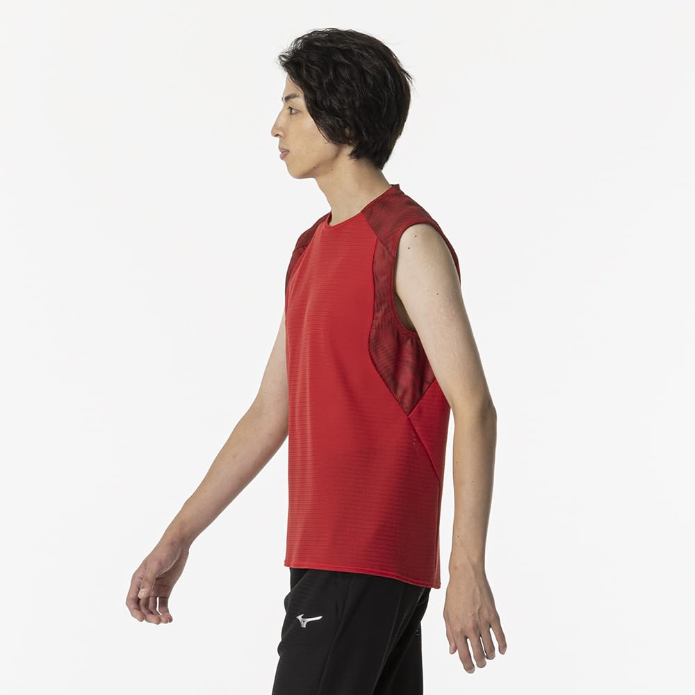 Mizuno Dry Aeroflow Cooler Training Tank Highly Breathable Salsa Size 32MAB003 Top, Shirt, Material, Sweat-Wicking, Quick-Drying, Unisex, Red, 2XL,