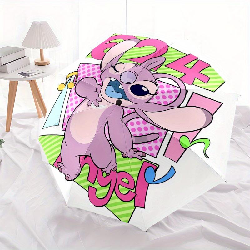 

Disney Stitch,Angel,Cartoon Manual Opening and Closing Umbrella, 8-Rib Reinforced Folding Design, Lightweight