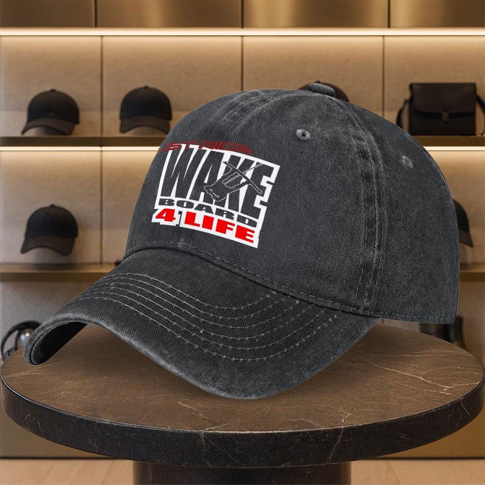 Vintage Washed Baseball Cap With Water Ski Print Unisex Lightweight Adjustable Cap For Golf Casual Outdoor Wear
