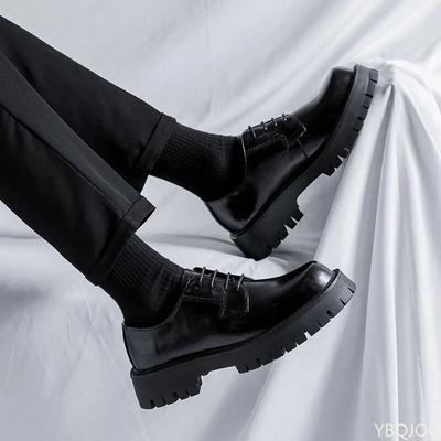 Men High Sole Platform Casual Leather Shoes Man Japan Harajuku Korean Streetwear Fashion Business Wedding Leather Shoe