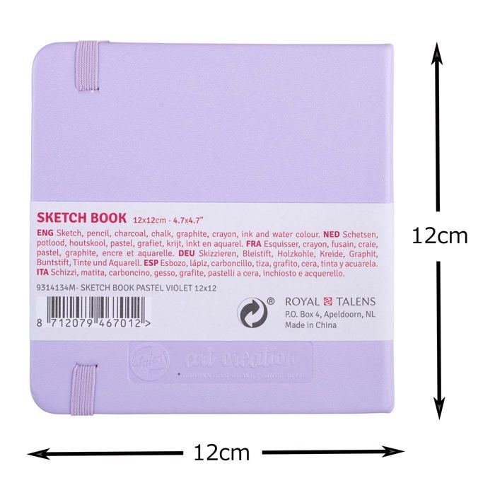 Carnet de croquis - Talens - T9314-134M - 80 feuilles - 12 x 12 cm - Violet
