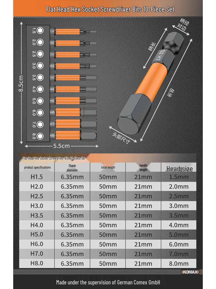 

Extended Magnetic Hex Shank Socket Driver Bits Set for Pneumatic and Electric Tools