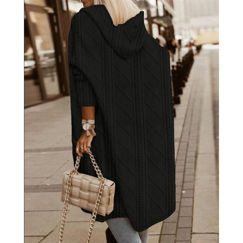 

Новое женское европейское и американское витое цветочное фактурное пальто с капюшоном средней и длинной длины XXL