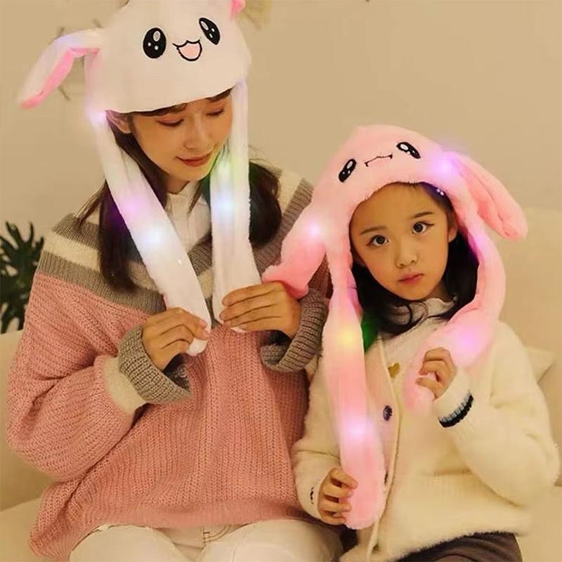 1 pièce Bandeau lumineux amusant Mignon Serre-tête Oreilles Pour Enfants Adultes avec Oreilles Mobiles Chapeau Lapin Peluche Lapin