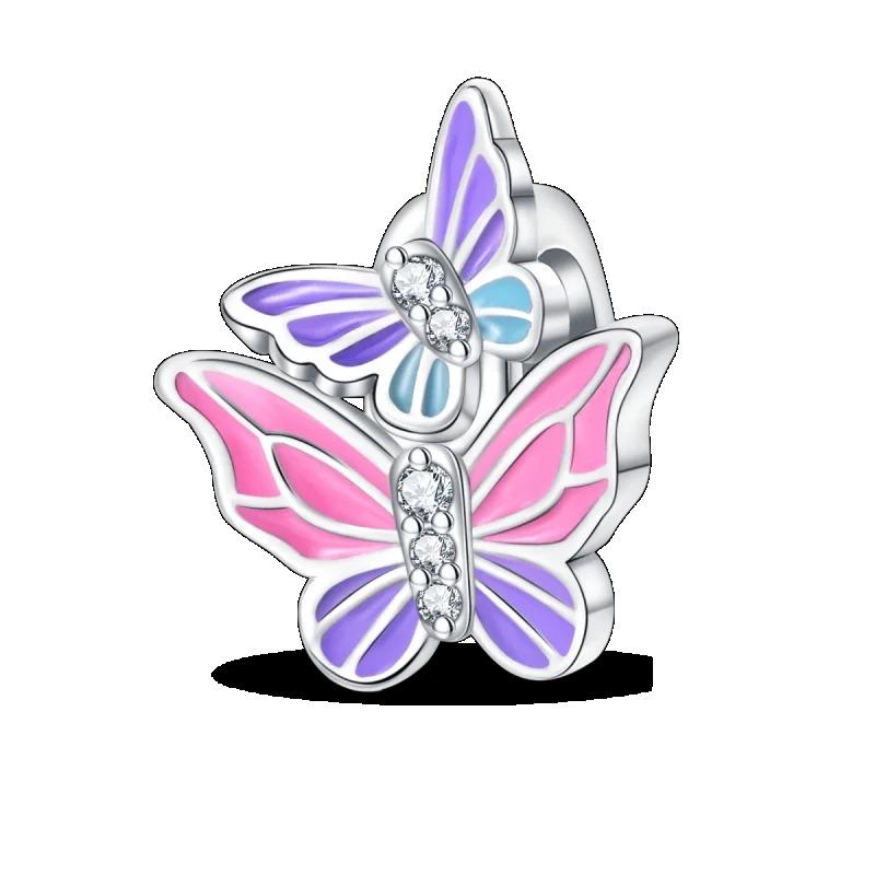 Fashion 925 Silver Colorful Butterfly Dragonfly Hummingbird Spring Series Charms Beads Fit 925 diy Bracelet Jewelry