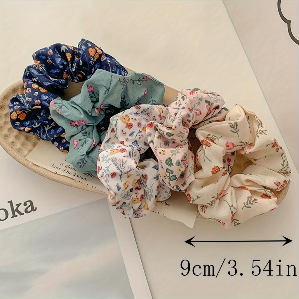 5Pcs Fragmented Large Intestine Hair Circle,French Fabric Hair Cord Small Fresh Headband Hair Accessory,Travel Accessories