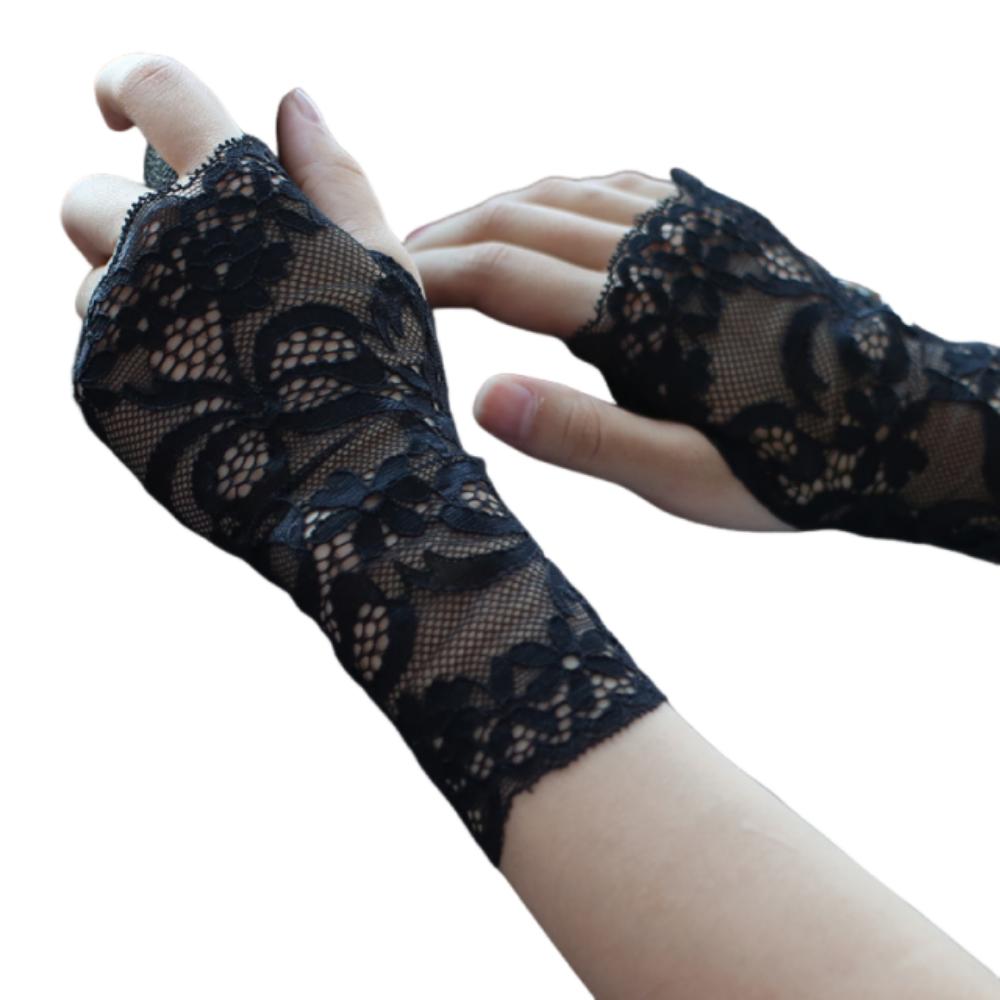 Thin Lace Half Finger Gloves Breathable Sun Protection Riding Gloves Driving Gloves  Wedding Events