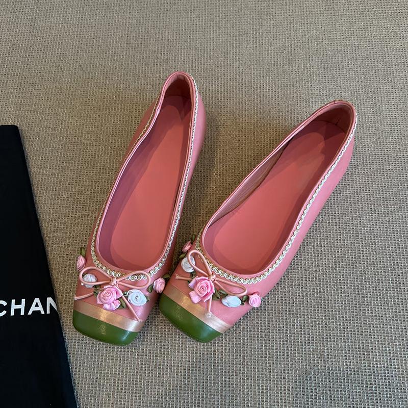 

Версия из овчины~ Туфли-балетки с бантом на носке в виде сказочного цветка, женские, с французским темпераментом, в цветовой гамме, с квадратным носком, на толстом каблуке, одинарные туфли 40 розовый