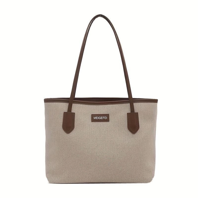 

Шикарная женская сумка-тоут в винтажном стиле, легкая наплечная сумка с фиксированным ремнем, подкладка из полиэстера, идеально подходит для повседневного использования. коричневый