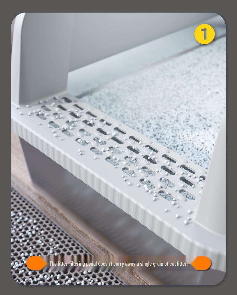 Edelstahl Leicht zu Reinigende Katzentoilette: Verbreitert, Verdickt, Sandsicher, Spritzwassergeschützt, Großer offener Raum