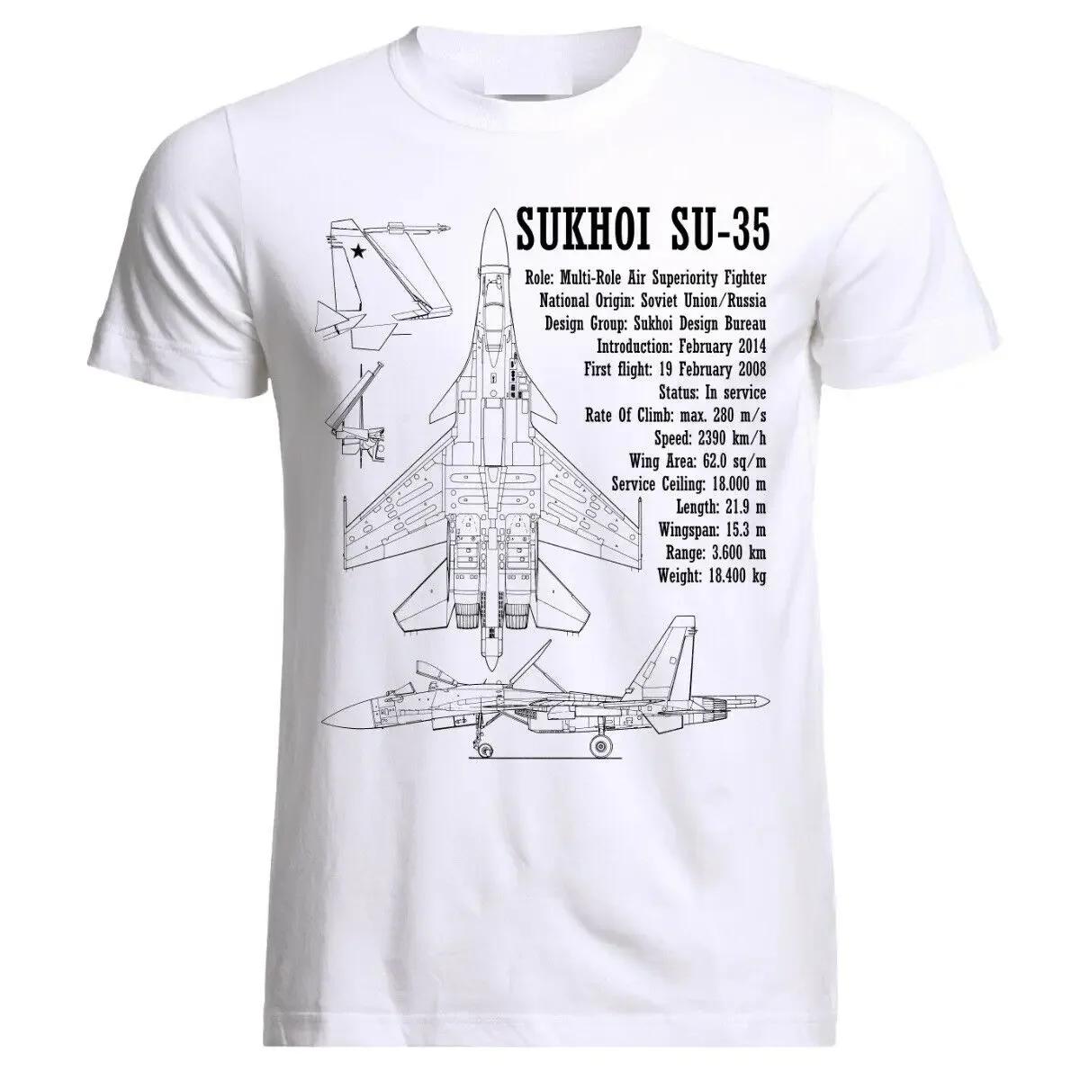 

Russian Su35 FlankerE Multirole Fighter Blueprint TShirt New 100 Cotton ONeck Summer Short Sleeve Casual Mens Tshirt S