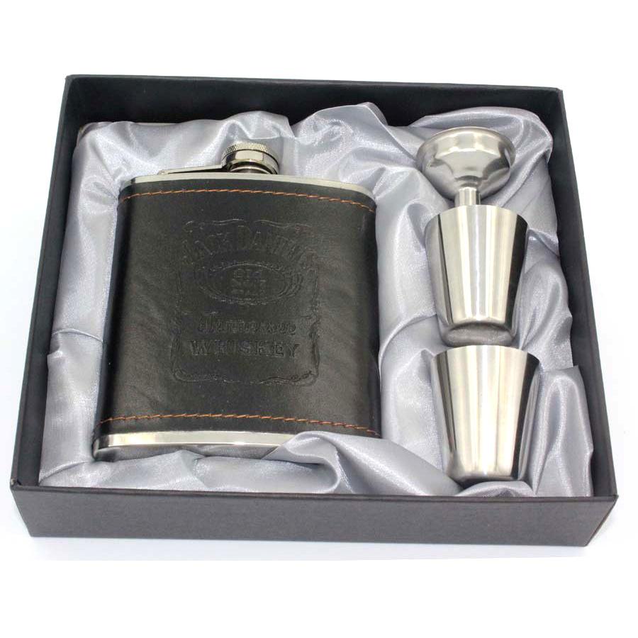 OACREMEMERED Personalized 7oz Stainless Steel Hip Flask Gift Set - Engraved Flask, 2 Shot Glasses & Funnel In Box