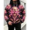 Men's Hoodie Black Neon Green Lightning Skull Print Breathable Soft Pullover Sweatshirt for Streetwear Party Daily Wear