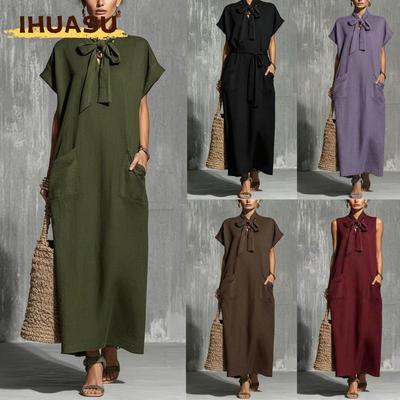 Fashion Summer Spring Solid Color Print Short Sleeve Casual Dresses