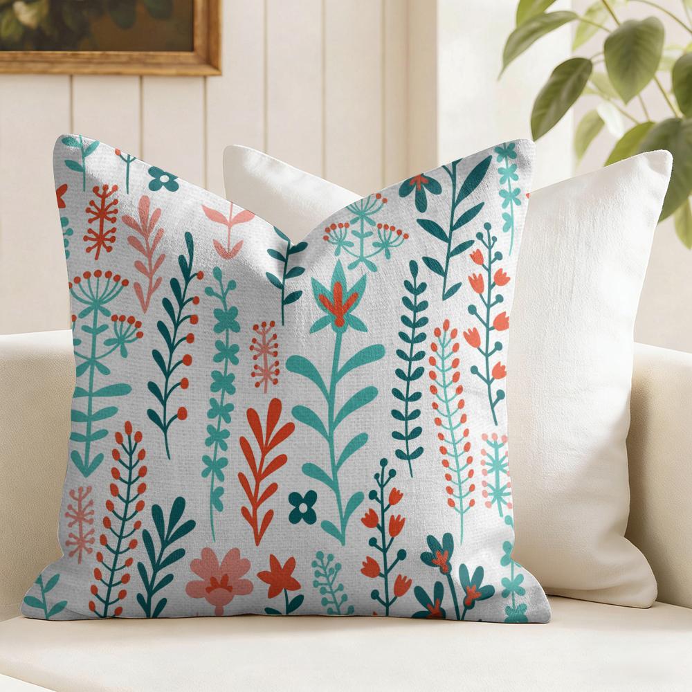 Boho Wildflowers Pattern Cushion Cover Natural Linen Pillow Cover DoubleSided Print Cushion Cover for Sofa Home Decor