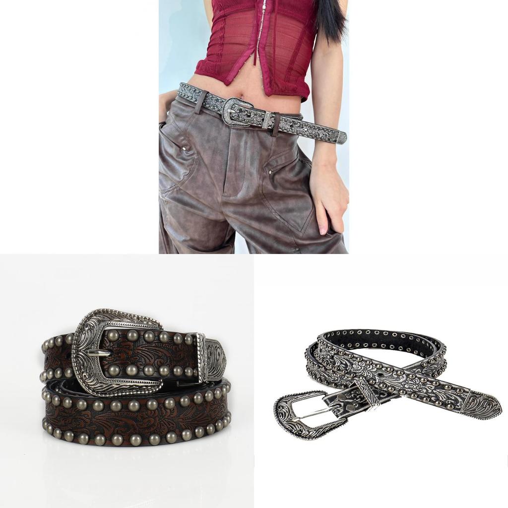 Retro Artistic Faux Leather Belt With Alloy Buckle For Boho And Festival Looks