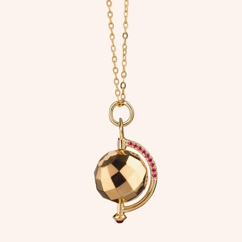 

Electroplated Gold Simple Atmospheric Cosmic Globe Small Model Pendant Necklace Jewelry