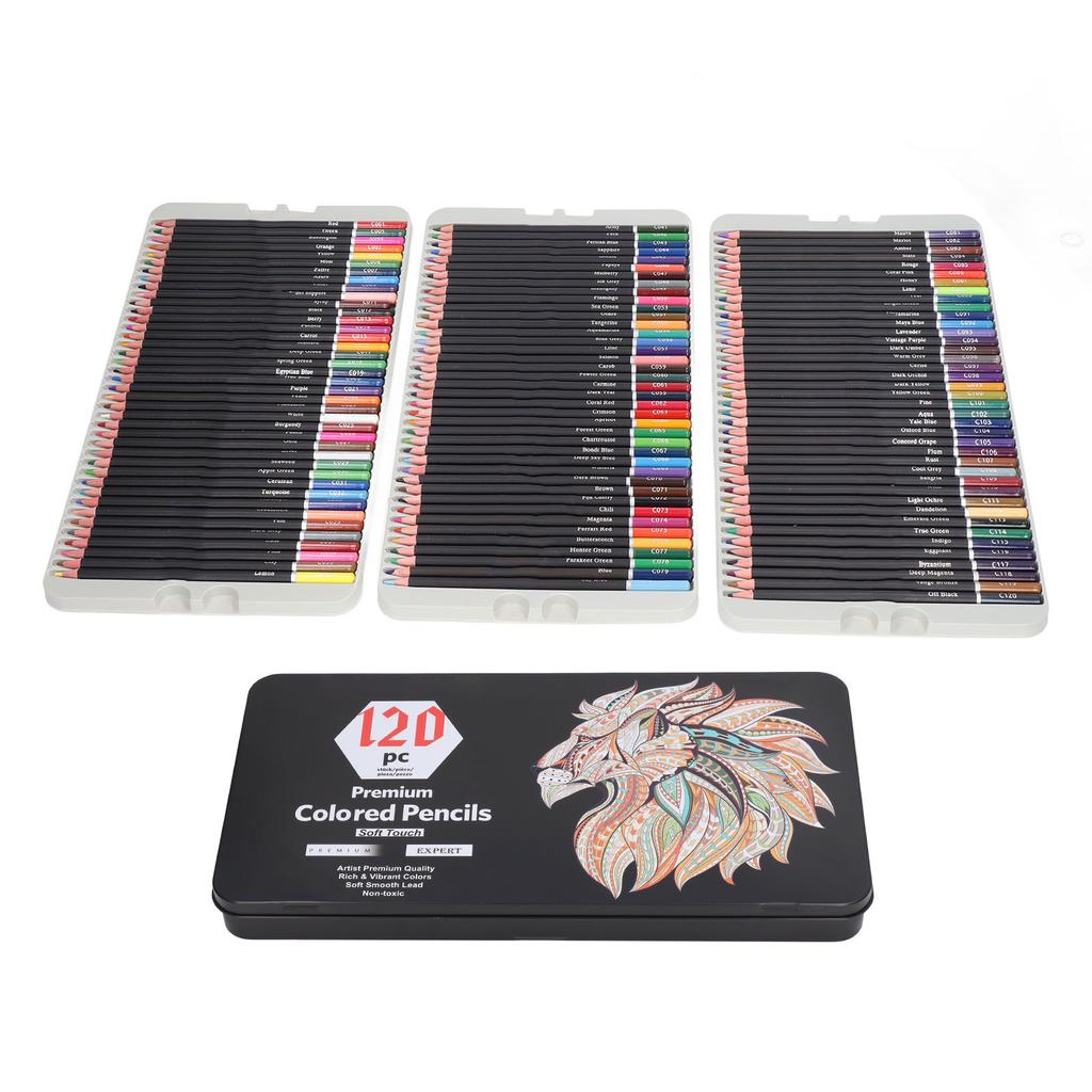 120 Coloring Pencils Set Vibrant Color Safe Professional Coloring Pencils with Storage Box for Home