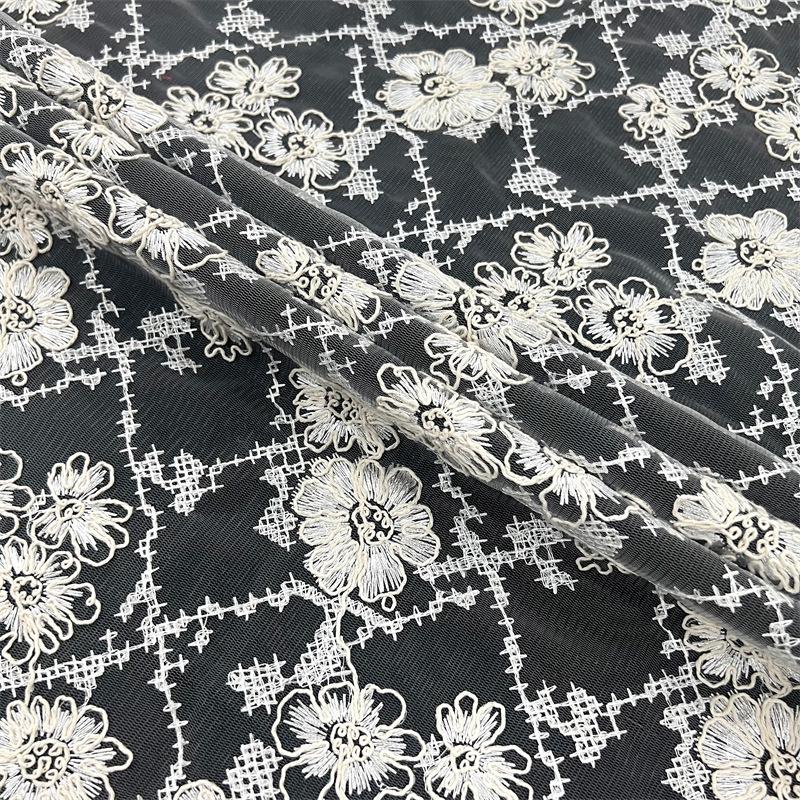 Wide 125cm Latest French Lace Fabric Hight Quality Embroidery Net Lace Fabric for Bridal Couture Evening Gown Material 5 Yards