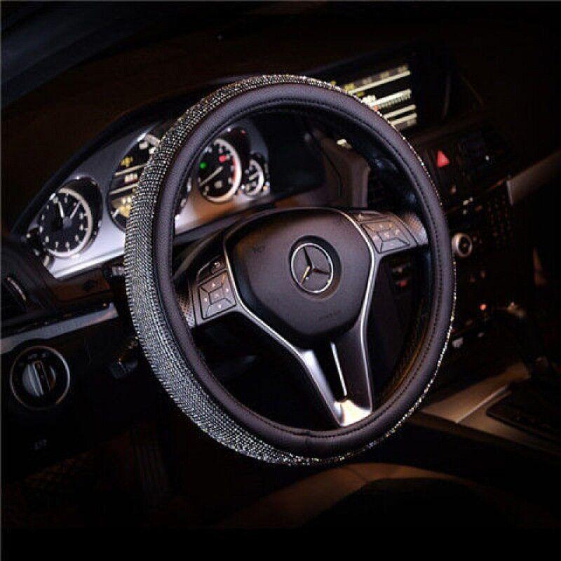 Universal Car Steering Wheel Cover with Diamonds, Fashionable Crystal, Cute Full Diamond Anti-Slip Handlebar Cover for Men and Women Decoration