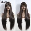 Noble Synthetic Wig With Bangs Long 36 Inch Straight White Wig Ombre Blond Wig Colored Wig Wig For Women Cosplay Wig For Women