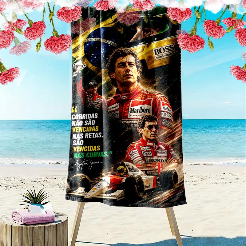 Ayrton Senna Druck Strandtuch, Großes Weiches Schnelltrocknendes Handtuch für Strand Camping Schwimmen