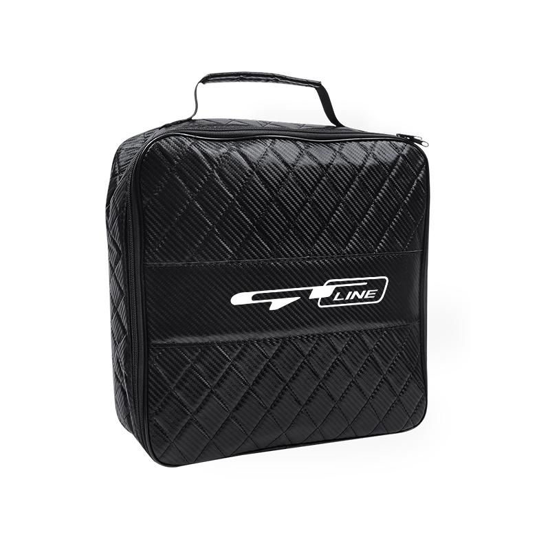 DZMX1 Car Carbon Fiber Fireproof Charging Gun Compartment Storage Bag For Kia KN GT-Line Sportage Ceed Rio Picanto Sorento Soul Cerato