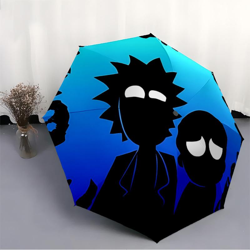 Rick "Morty" Automatic Folding Umbrella with Sturdy Iron Frame, Portable Compact Travel Umbrella All-Season Use Parties 0807071